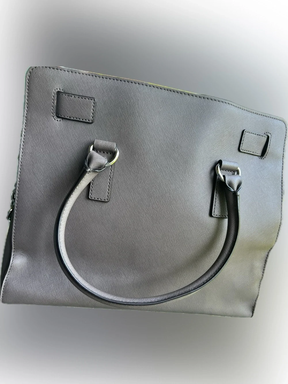 Michael Kors Taupe Saffiano Satchel with Logo Charm